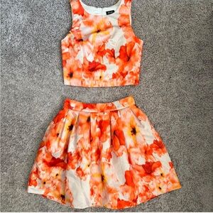 Floral Orange and White Dress Set